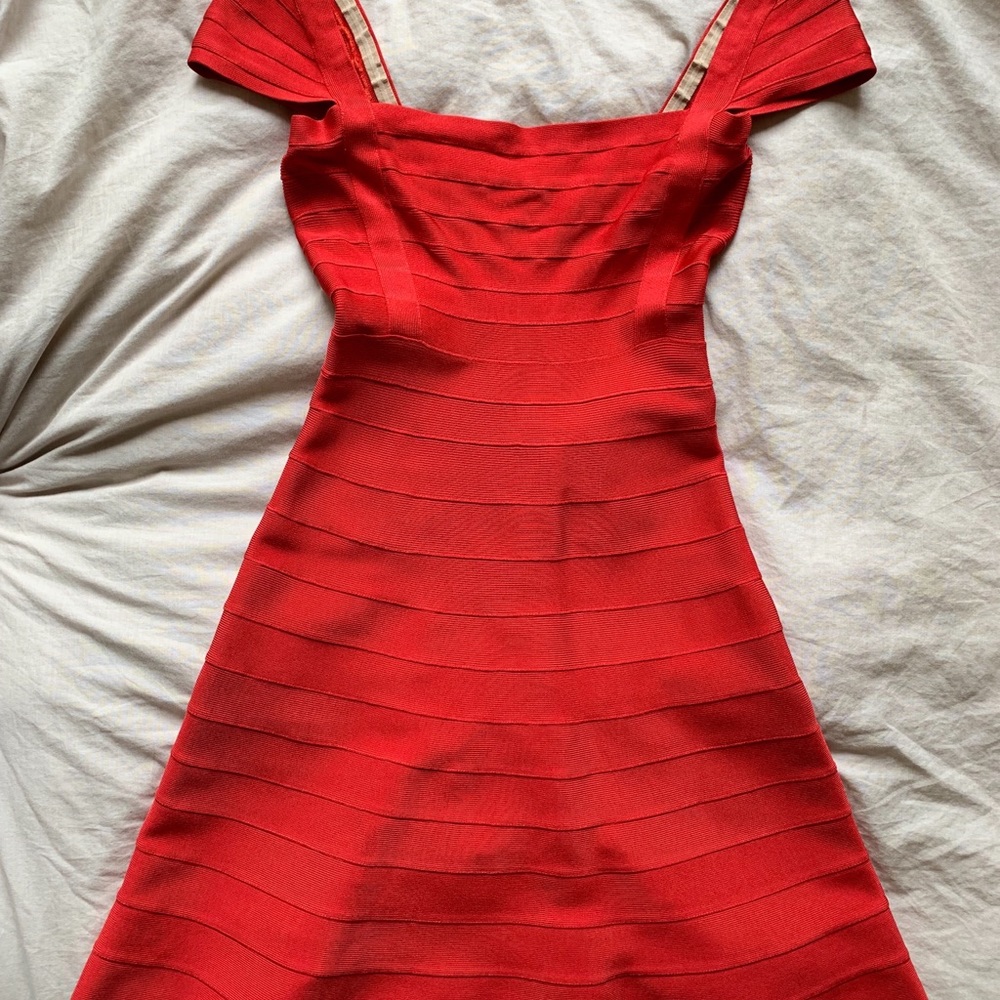 Herve Leger Ruby Ruby Red Dress - image 3